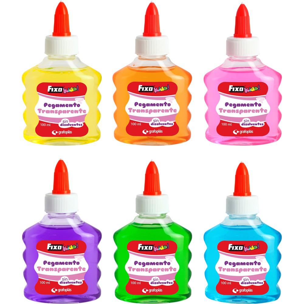 PEGAMENTO TRANSPARENTE 100ML FIXOKIDS 6 UD. SURTIDOS