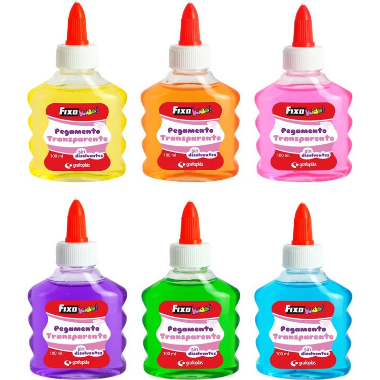 PEGAMENTO TRANSPARENTE 100ML FIXOKIDS 6 UD. SURTIDOS