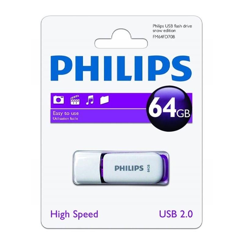 PENDRIVE PHILIPS SNOW 64GB 2.0 (Canon incluido)