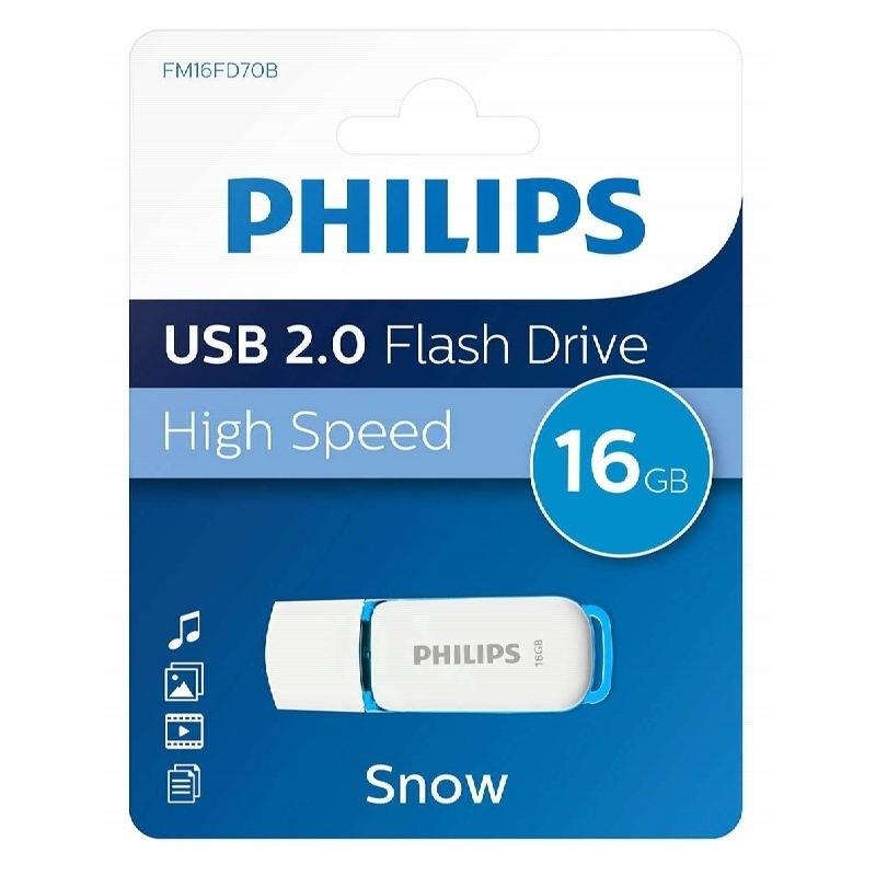 PENDRIVE PHILIPS SNOW BLUE 16GB 2.0 (Canon incluido)