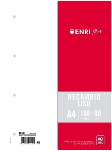RECAMBIO A4 100H 90GR 4 TALADROS LISO ENRI
