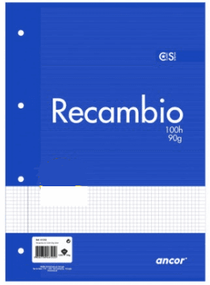 RECAMBIO A4 100H LISO 4 TALADROS 90GR ANCOR