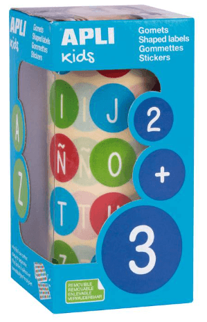 ROLLO GOMETS ABC MAYUSCULA REMOVIBLE COLORES 20 MM APLI