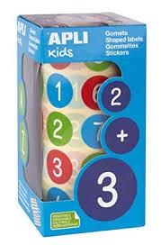 ROLLO GOMETS REDONDOS COLORES CON NUMEROS 20 MM APLI