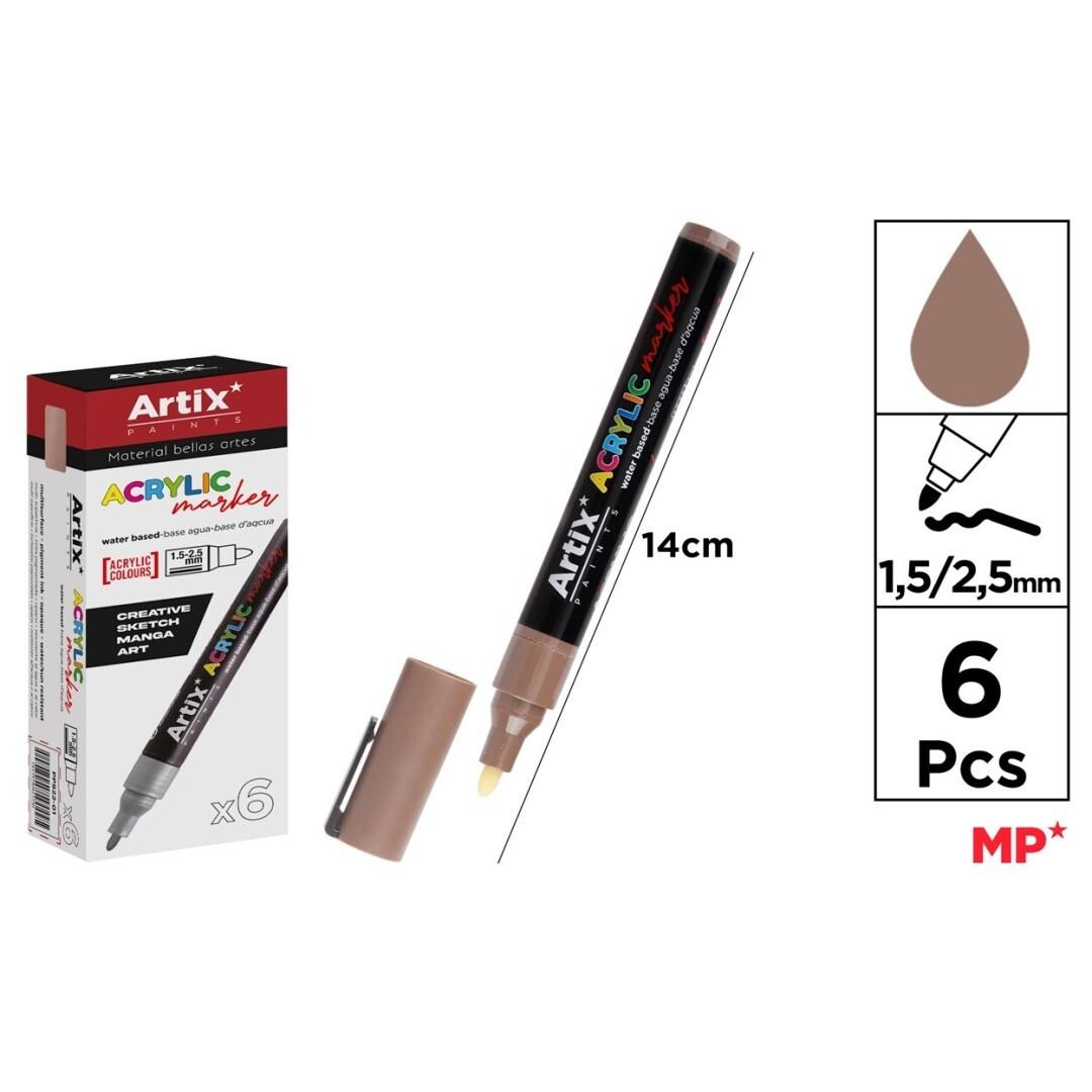 ROTULADOR ACRILICO MARRON ARTIX 03 C/6 UD.