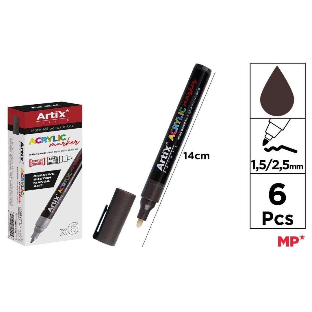 ROTULADOR ACRILICO MARRON CHOCOLATE ARTIX 02 C/6 UD.