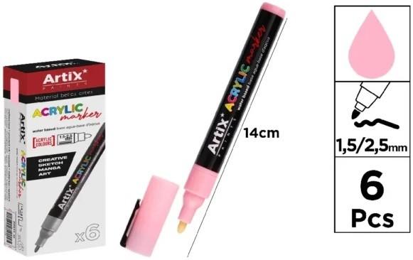 ROTULADOR ACRILICO ROSA CLARO ARTIX 24 C/6 UD.