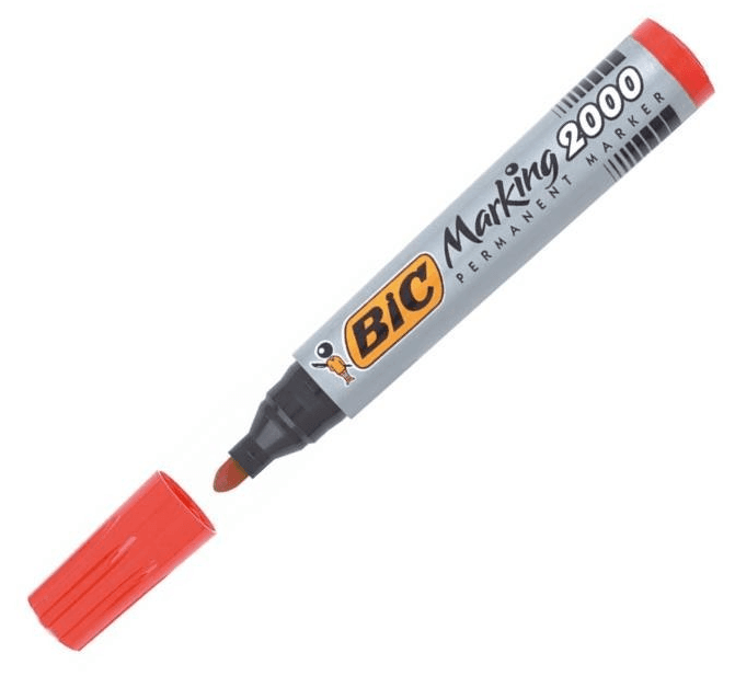 ROTULADOR BIC PERMANENTE CONICO 2000 ROJO C/12 UD.