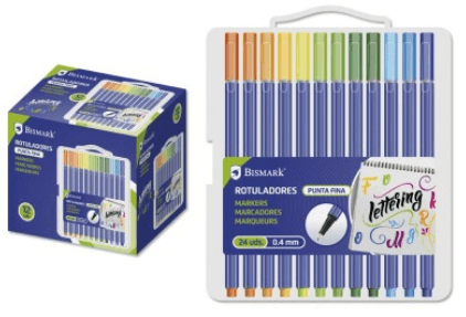 ROTULADOR PUNTA FINA 24 COLORES SET LETTERING BISMARK