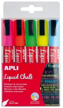 ROTULADOR TIZA LIQUIDA 5.5 APLI 5 COLORES SURTIDOS