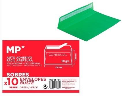 SOBRE VERDE 90GR 120X176 MP P/10 UD.