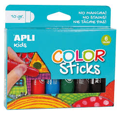 TEMPERA SOLIDA COLOR STICKS 6 COLORES SURTIDO 10GR APLI