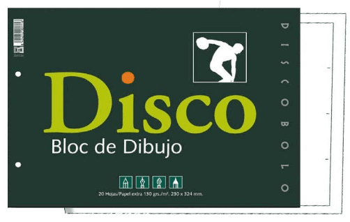 BLOC DIBUJO DISCO ENCOLADO TALADRO C/RECUADRO 160R C/10 UD.