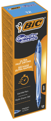 BOLIGRAFO BIC GELOCITY QUICK DRY TURQUESA GEL C/12 UD.