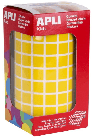 ROLLO GOMETS CUADRADO 10MM AMARILLO APLI