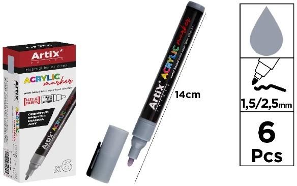 ROTULADOR ACRILICO GRIS ARTIX 24 C/6 UD.